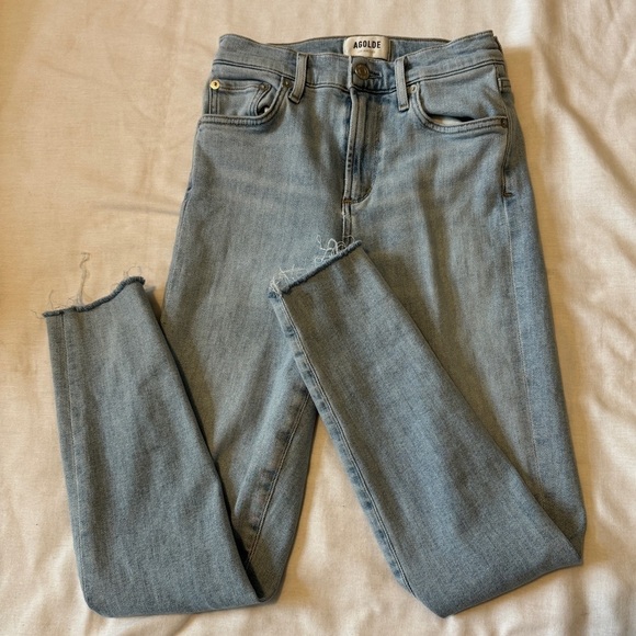 Agolde 24 Sophie Skinny Jeans ~ High Waist Light Wash Raw Hem - Picture 1 of 9